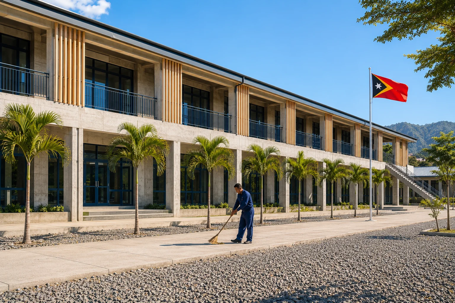School building in Timor-Leste at dawn