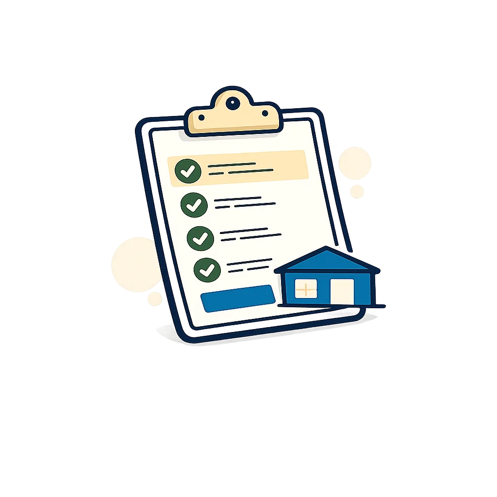 A clipboard with four checked rows and a submit button